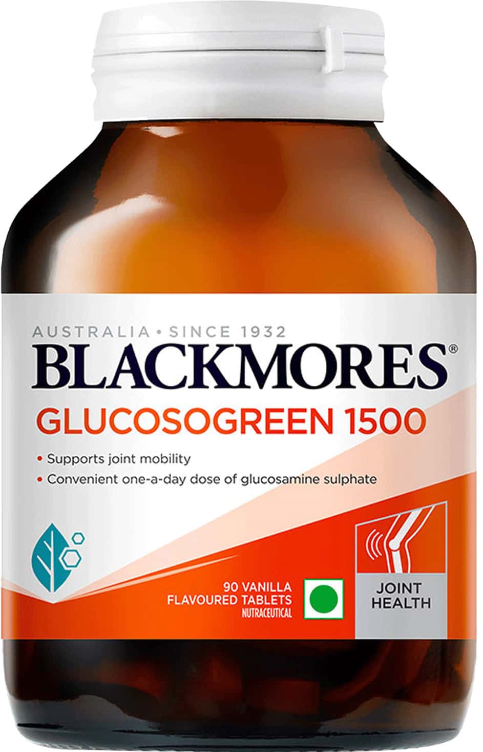Blackmores - Glucosogreen 1500 |1500mg Vegetarian Glucosamine Sulfate|90 Tablets - Vanilla Flavored