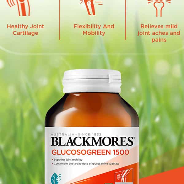 Blackmores - Glucosogreen 1500 |1500Mg Vegetarian Glucosamine Sulfate|90 Tablets - Vanilla Flavored