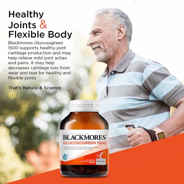 Blackmores - Glucosogreen 1500 |1500Mg Vegetarian Glucosamine Sulfate|90 Tablets - Vanilla Flavored