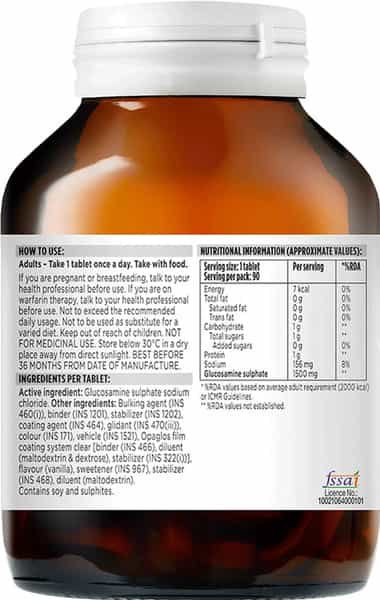 Blackmores - Glucosogreen 1500 |1500Mg Vegetarian Glucosamine Sulfate|90 Tablets - Vanilla Flavored