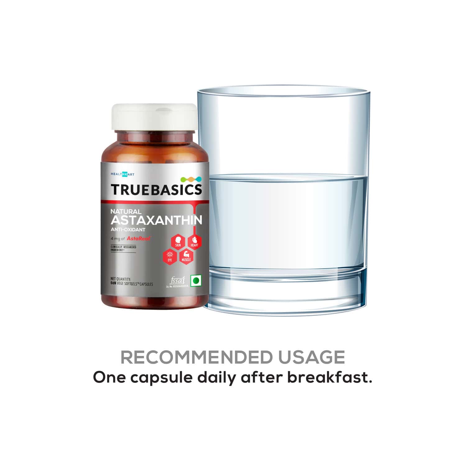 Buy TRUEBASICS ASTAXANTHIN 4MG ASTAREAL SUPER ANTIOXIDANT FOR