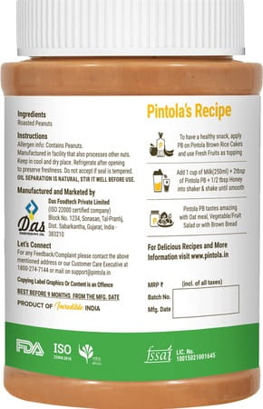 Pintola All Natural Creamy Peanut Butter 1kg Jar