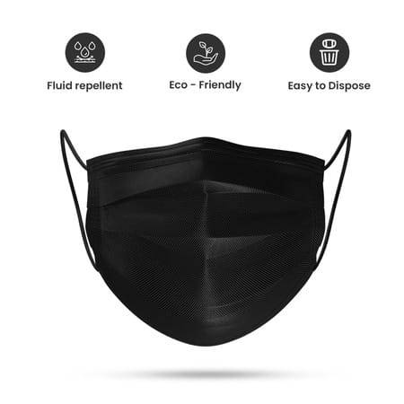 Arcatron Mobility 3ply Disposable Surgical Super Breathable Facemask With Nose Clip|50, Carbon Black