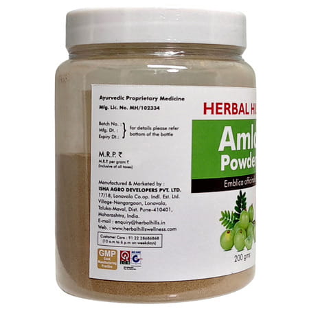 Herbal Hills Amla Powder Edible For Hair Growth,Skin Care Gooseberry Powder 200gms Pack Of 4