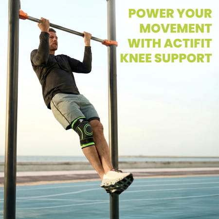 Actifit Knee Support With Adjustable Band Green Colour - Compression Brace - Size M