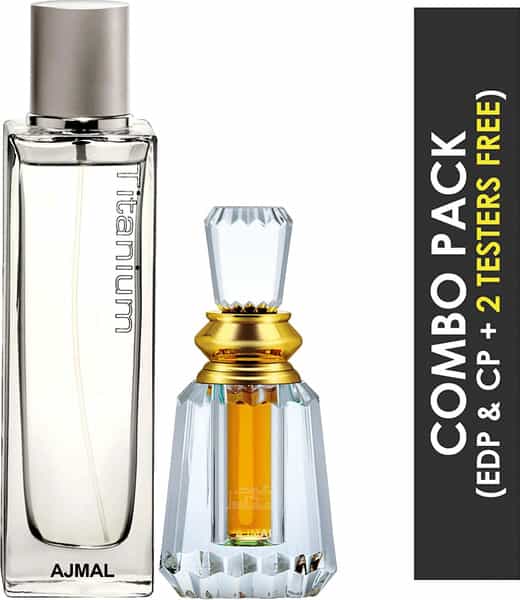 Ajmal Titanium Edp 100Ml Perfume For Men And Oudh Mukhallat Cp Oil Women 6Ml For Unisex