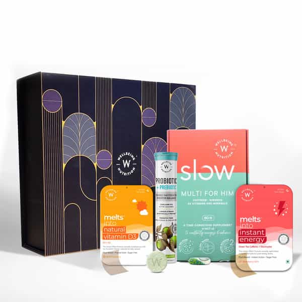 Wellbeing Nutrition Slow Multi For Him, Natural Vitamin D3 & Instant Energy, Pro + Pre Effervescent
