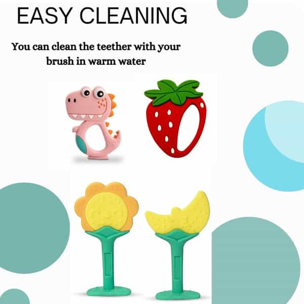 Chevalier Soft Silicone Rubber Baby Teether | Soothes Sore Gums Chew Infant Toy Combo 4 Symysrdp