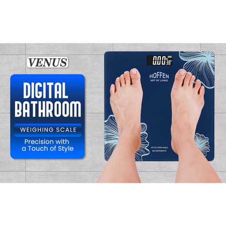 Hoffen (India) Electronic Digital Personal Bathroom Weight Machine | Upto 180kg - Blue