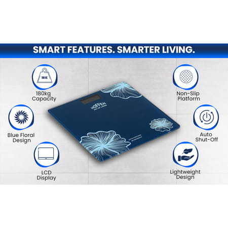 Hoffen (India) Electronic Digital Personal Bathroom Weight Machine | Upto 180kg - Blue