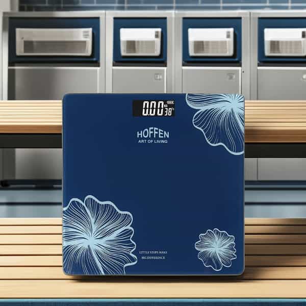 Hoffen (India) Electronic Digital Personal Bathroom Weight Machine | Upto 180Kg - Blue