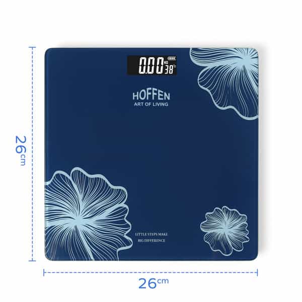 Hoffen (India) Electronic Digital Personal Bathroom Weight Machine | Upto 180Kg - Blue