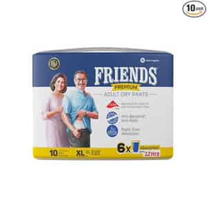 Friends Premium Adult Dry Pants Xl Pant Style 6x Absorption Upto 12hrs Size 30-56 Inch 10 Diapers