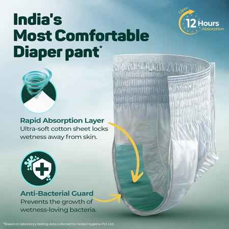 Friends Premium Adult Dry Pants Xl Pant Style 6X Absorption Upto 12Hrs Size 30-56 Inch 10 Diapers