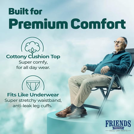 Friends Premium Adult Dry Pants Xl Pant Style 6X Absorption Upto 12Hrs Size 30-56 Inch 10 Diapers