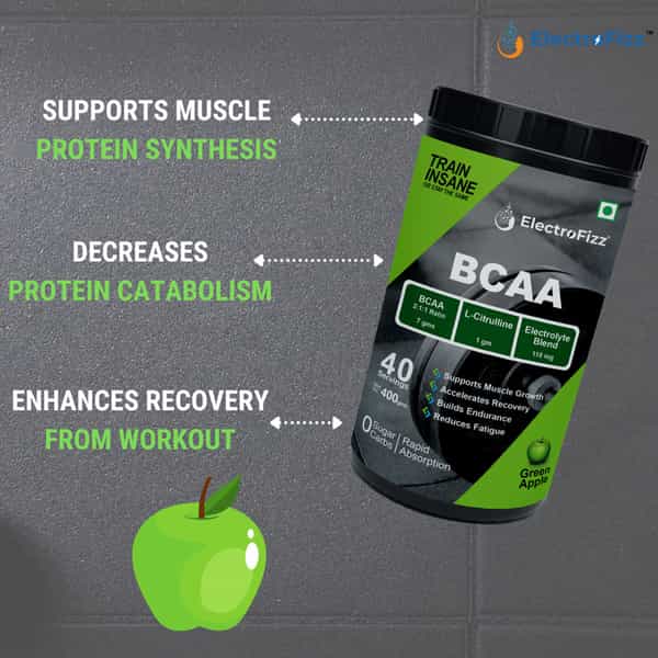 Electrofizz Bcaa 7Gms (2:1:1 Formula) - Pre/Post Workout & Intra Workout (400G)- Green Apple 40 Sr