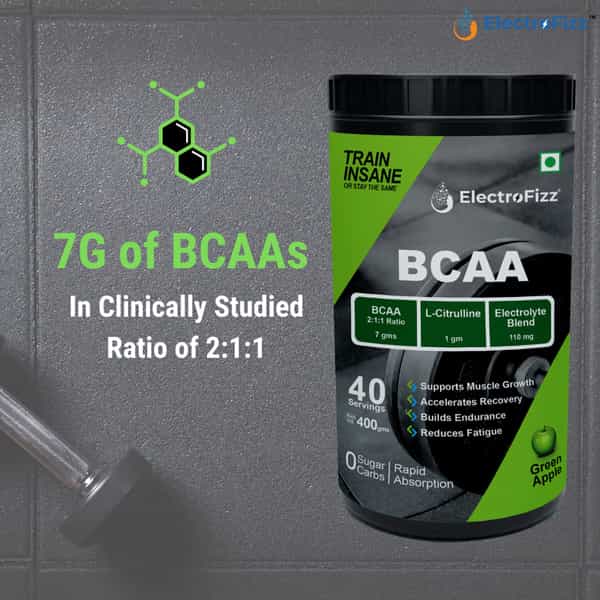 Electrofizz Bcaa 7Gms (2:1:1 Formula) - Pre/Post Workout & Intra Workout (400G)- Green Apple 40 Sr