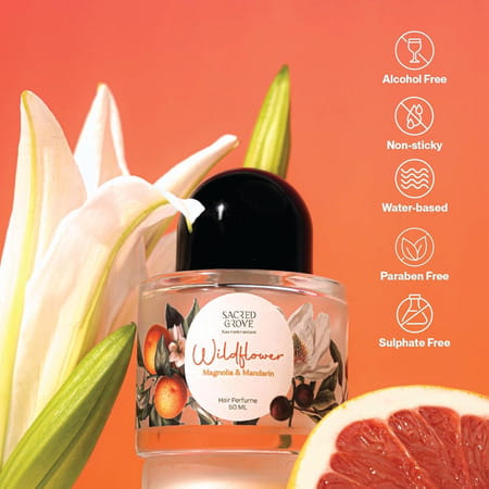 Sacred Grove Wild Flower Magnolia & Mandarin Hair Perfume For Women | Alcohol Free - 50Ml