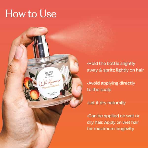 Sacred Grove Wild Flower Magnolia & Mandarin Hair Perfume For Women | Alcohol Free - 50Ml