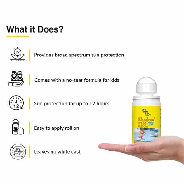 Fixderma Shadow Spf 50 Kids Roll On | Sunscreen For Kids - 30Gm
