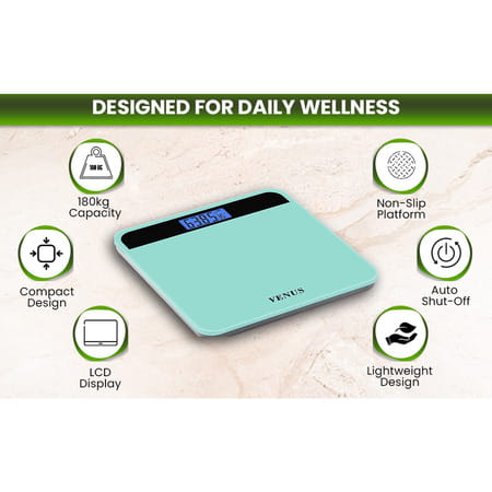 Venus (India) Electronic Digital Personal Bathroom Weight Machine | Upto 180kg | Eps-2799-New-Green