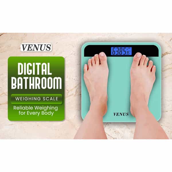 Venus (India) Electronic Digital Personal Bathroom Weight Machine | Upto 180Kg | Eps-2799-New-Green