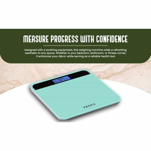 Venus (India) Electronic Digital Personal Bathroom Weight Machine | Upto 180Kg | Eps-2799-New-Green