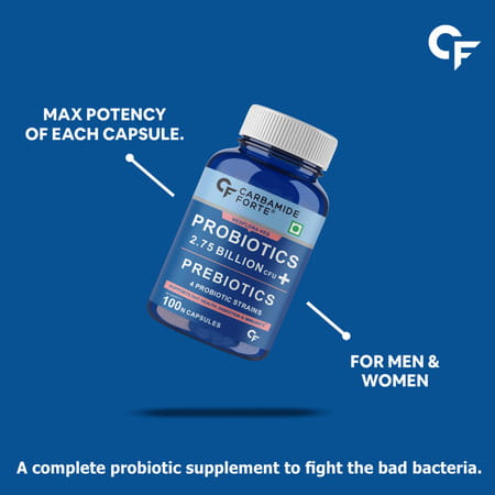 Carbamide Forte Probiotics Supplement 2.75 Billion For Women & Men-100 Capsules