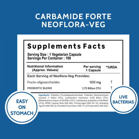 Carbamide Forte Probiotics Supplement 2.75 Billion For Women & Men-100 Capsules