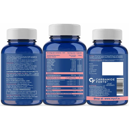 Carbamide Forte Probiotics Supplement 2.75 Billion For Women & Men-100 Capsules