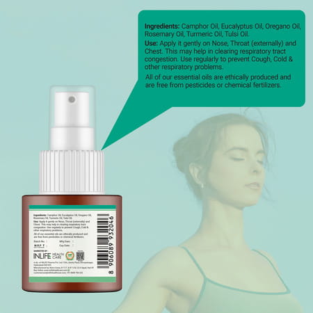 Inlife Lung Detox Ayurvedic Essential Oils Blend Breathe Easy Respiratory & Immune Health - 60 Ml