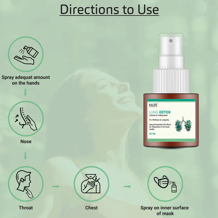Inlife Lung Detox Ayurvedic Essential Oils Blend Breathe Easy Respiratory & Immune Health - 60 Ml