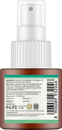 Inlife Lung Detox Ayurvedic Essential Oils Blend Breathe Easy Respiratory & Immune Health - 60 Ml