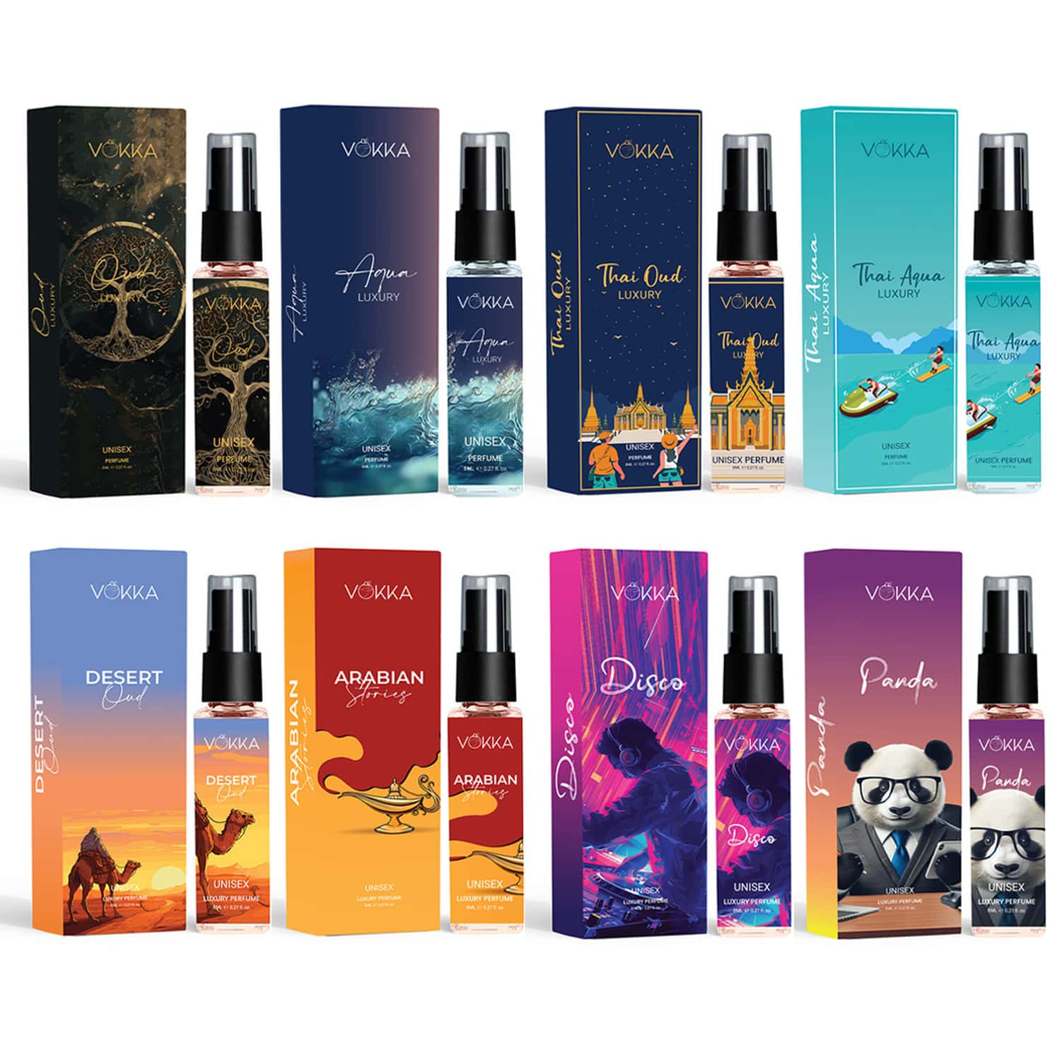 Vokka Pocket Perfume For Men & Women 8ml X 8 | Luxury Edp Perfumes Gift Hamper For All Occasions