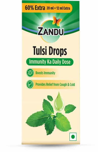 Zandu Tulsi Drops Immunity Boosting- 32Ml (20Ml + 12 Ml Free)