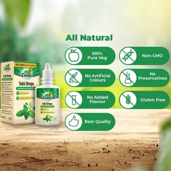 Zandu Tulsi Drops Immunity Boosting- 32Ml (20Ml + 12 Ml Free)