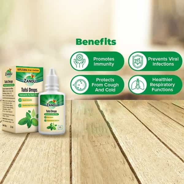 Zandu Tulsi Drops Immunity Boosting- 32Ml (20Ml + 12 Ml Free)
