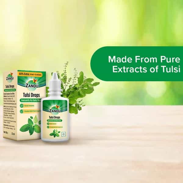 Zandu Tulsi Drops Immunity Boosting- 32Ml (20Ml + 12 Ml Free)