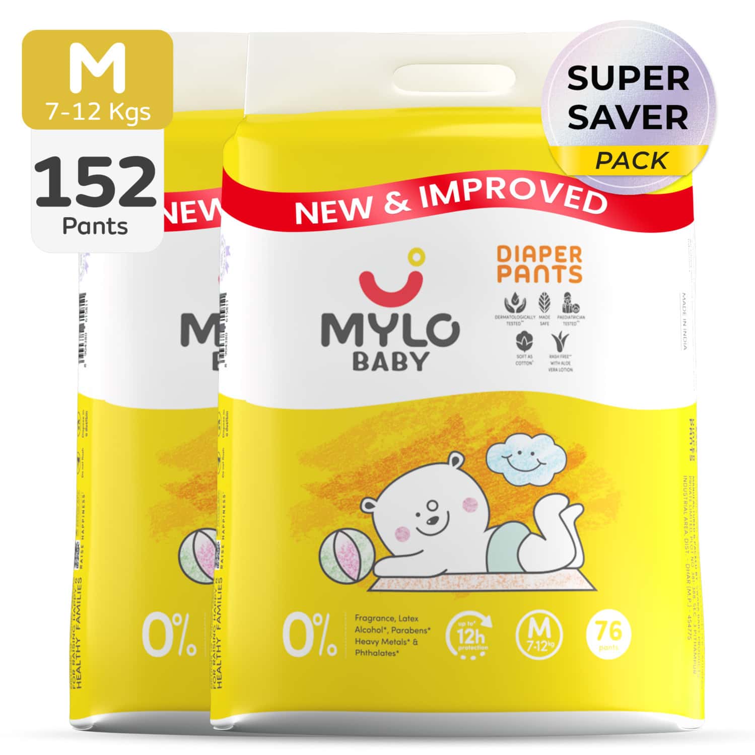 Mylo Medium Diaper Pants - Pack Of 38 (pack Of 4)