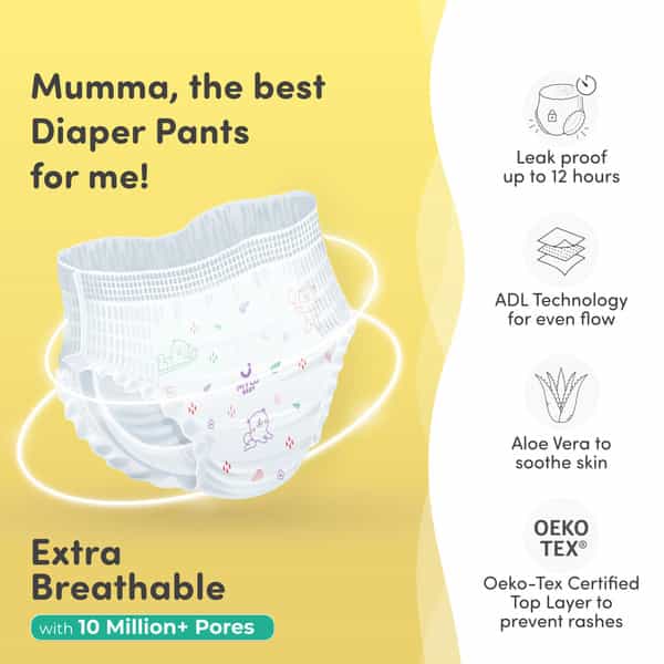 Mylo Baby Diaper Pants Medium (M) Size 4-8 Kgs (84 Count) - Pack Of 1