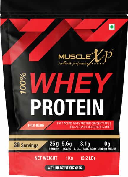 Musclexp 100% Whey Protein Fruit Berry Flavour 1Kg Pouch (2.2 Lb)
