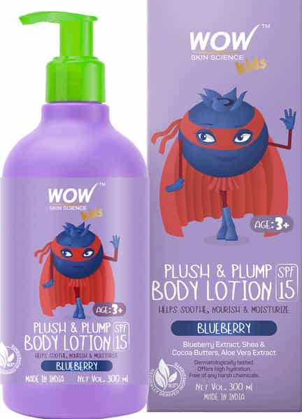 Wow Skin Science Kids Plush & Plump Body Lotion - Spf 15 - 300Ml Blueberry