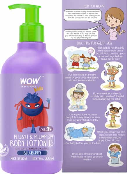 Wow Skin Science Kids Plush & Plump Body Lotion - Spf 15 - 300Ml Blueberry