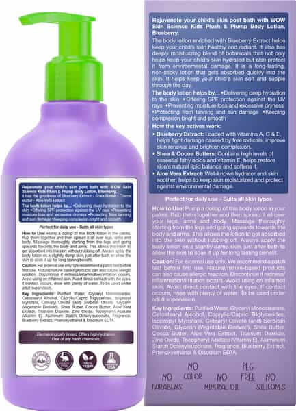 Wow Skin Science Kids Plush & Plump Body Lotion - Spf 15 - 300Ml Blueberry