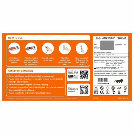 Medtech Orthopaedic Electric Heating Pad Pain Relief | Suitable For Lower Back | Shoulder - Regular