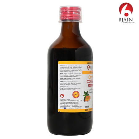 Bjain Omeo Cough Medicated Syrup. Sugar Free |Supports Throat Irritation & Chest Congestion - 100ml