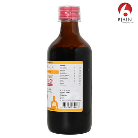 Bjain Omeo Cough Medicated Syrup. Sugar Free |Supports Throat Irritation & Chest Congestion - 100ml