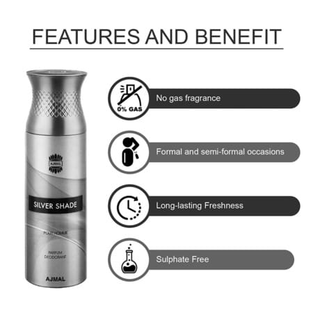 Ajmal 1 Silver Shade For Men 1 Nightingale 1 Magnetize 1 Persuade For Unisex Deodorant Combo Pack 4