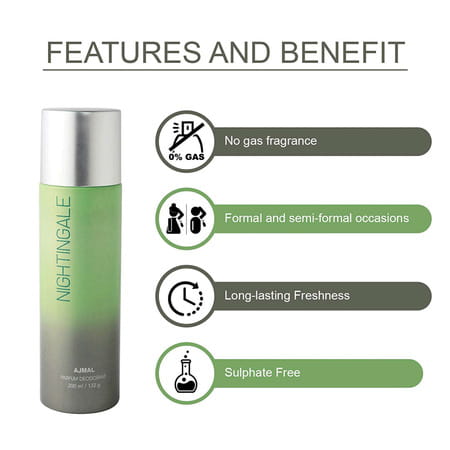 Ajmal 1 Silver Shade For Men 1 Nightingale 1 Magnetize 1 Persuade For Unisex Deodorant Combo Pack 4