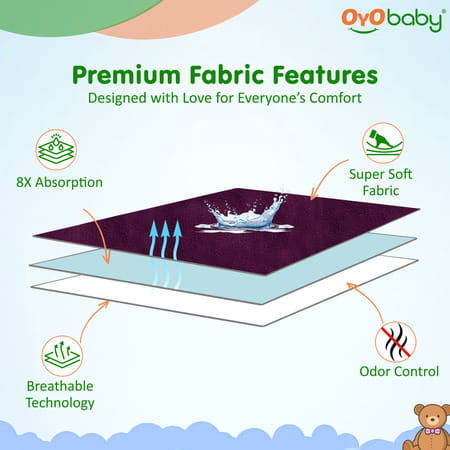 Oyo Baby Waterproof Bed Protector Baby Dry Sheet Small Plum (50 Cm X 70 Cm)